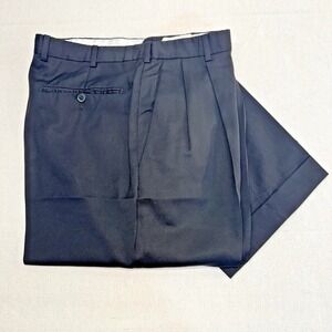 Zanella Bennett Trousers Men 35 Navy Blue Pleated Wool Dress Pants Made in Italy